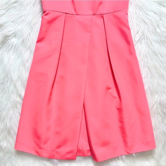SOLD-Ted Baker Coral Pink Pleated Fit Flare Dress - Picture 7 of 12